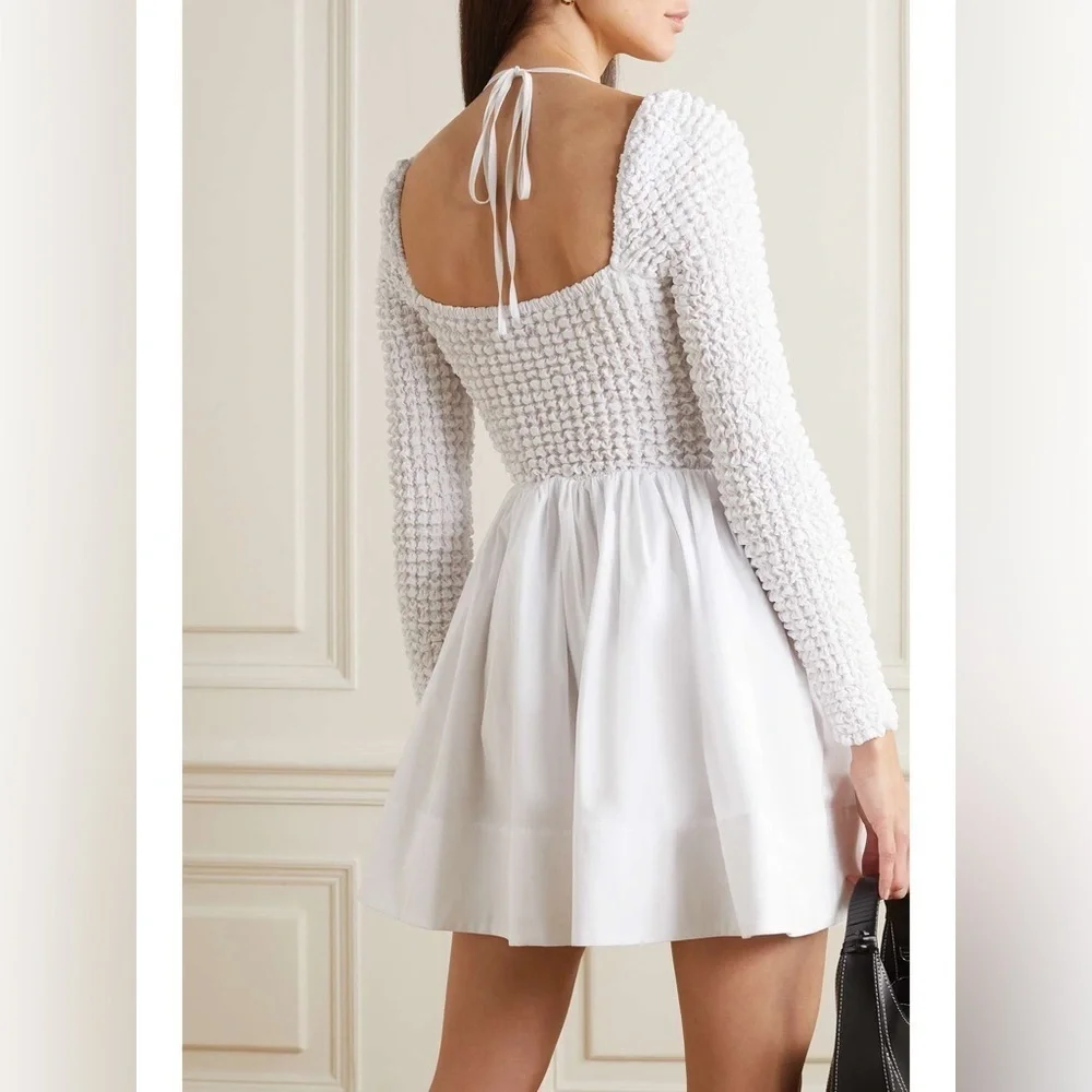 STAUD Cassidy shirred cotton-poplin mini dress B1960